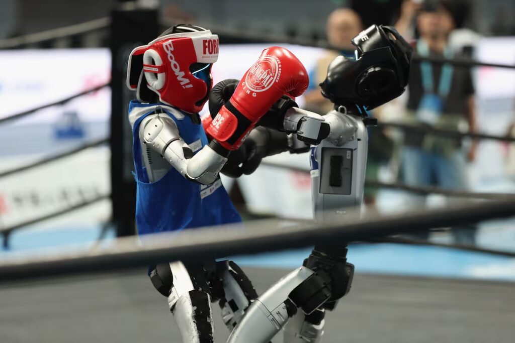 Human 100m sprint and high jump records beaten at Beijing’s robot games