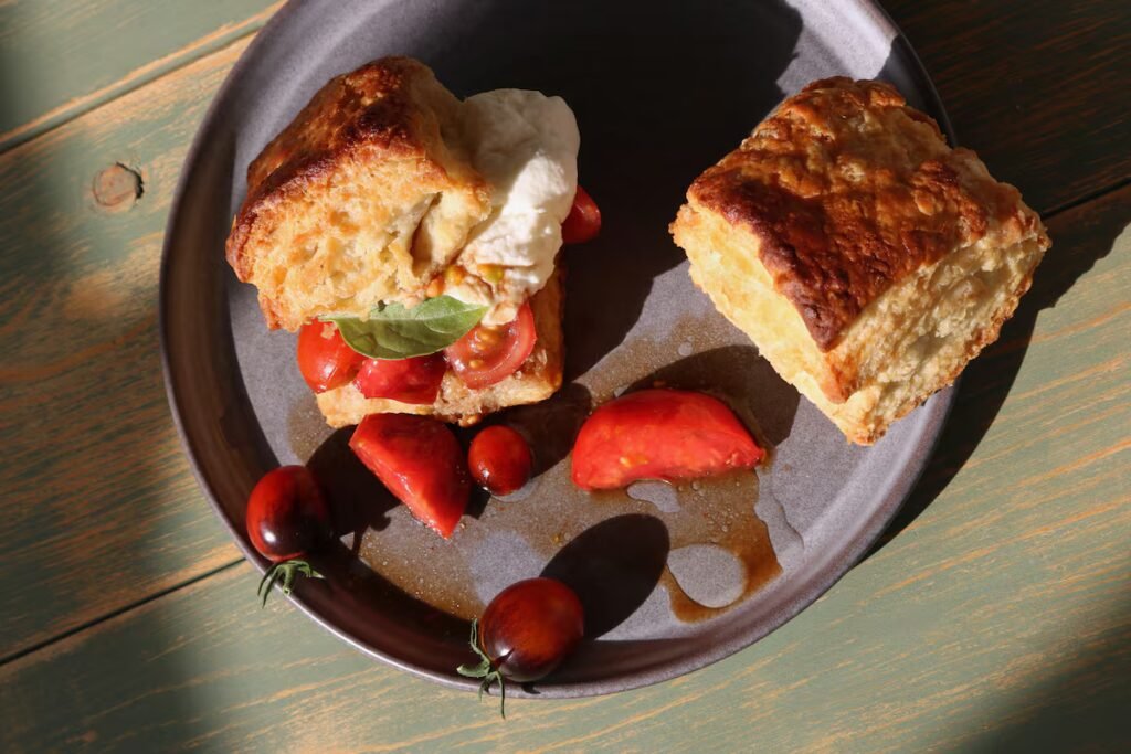 Swap strawberries for juicy tomatoes in this savoury shortcake recipe