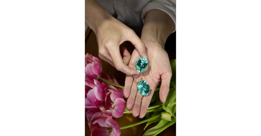 The World's Largest Matched Pair Of Flawless, Unheated Paraiba Tourmalines Go To Auction At Sotheby's