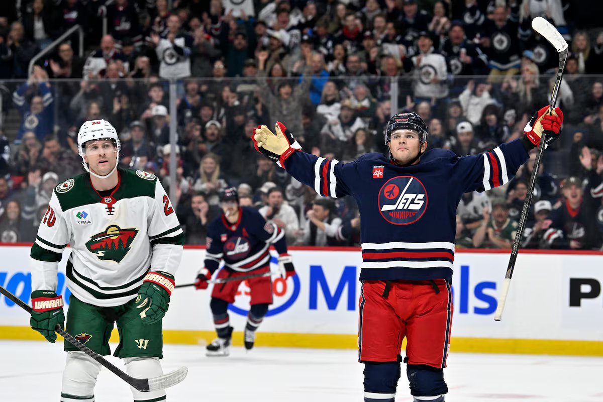 Perfetti scores twice as Jets soar past Wild 5-2
